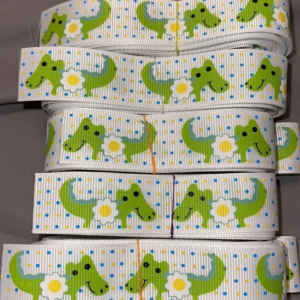 Grosgrain Ribbon 7/8” 5 yards 5/$20 Daisy daisies flower alligator crocodile NEW